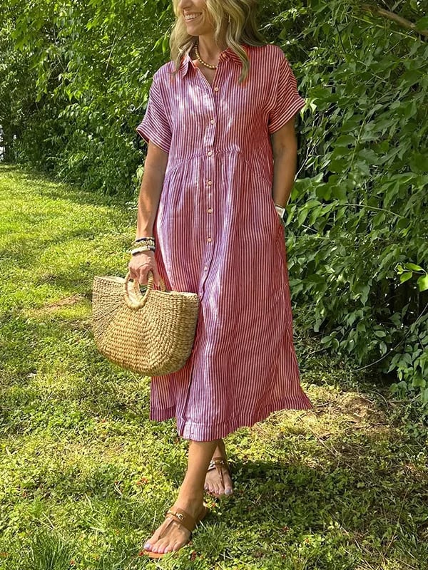 Silvia | Striped Button-Up Dress