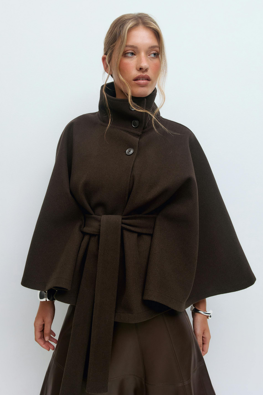 Bell | High-Collar Cape Coat