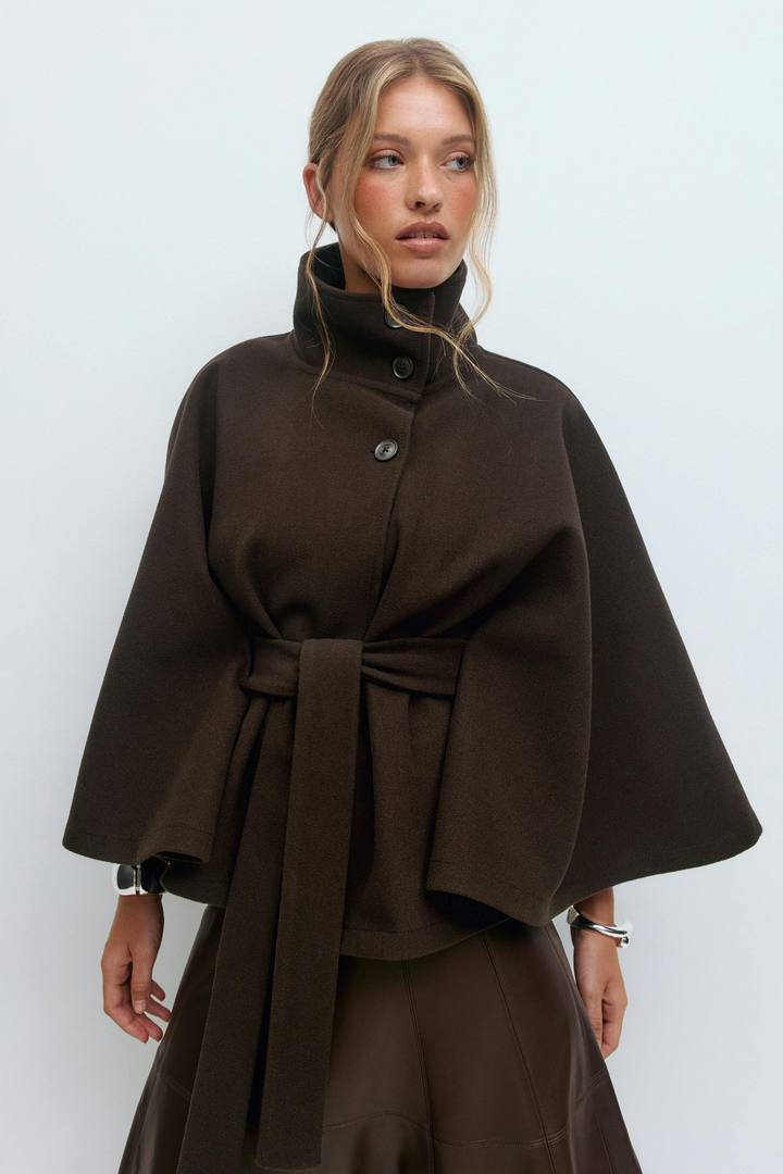 Bell | High-Collar Cape Coat