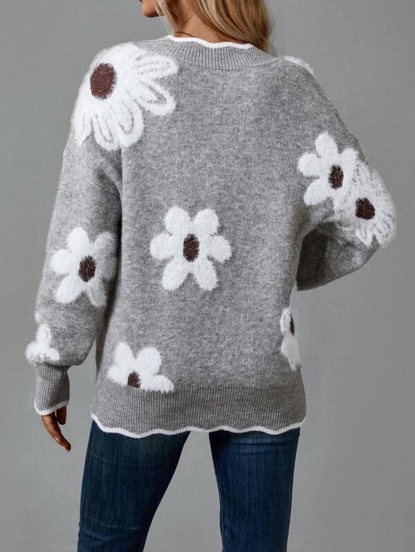 Miya | Elegant V-Neck Floral Sweater