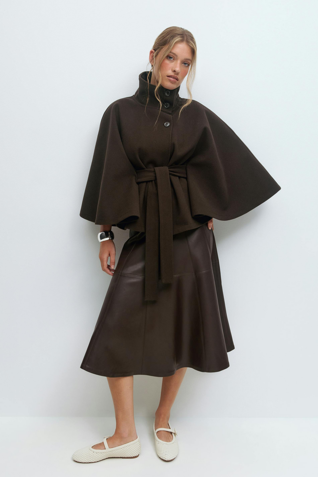 Bell | High-Collar Cape Coat
