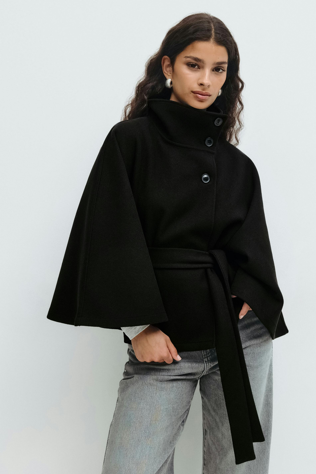Bell | High-Collar Cape Coat