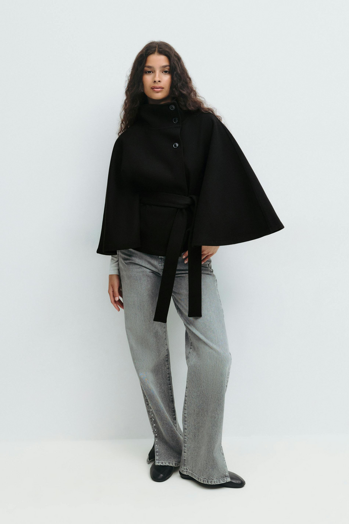 Bell | High-Collar Cape Coat