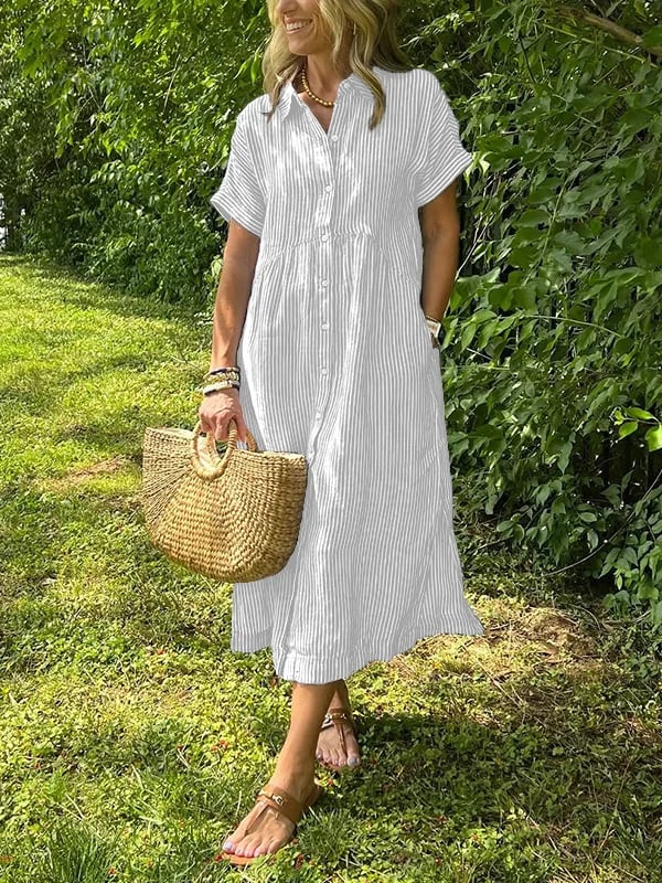 Silvia | Striped Button-Up Dress