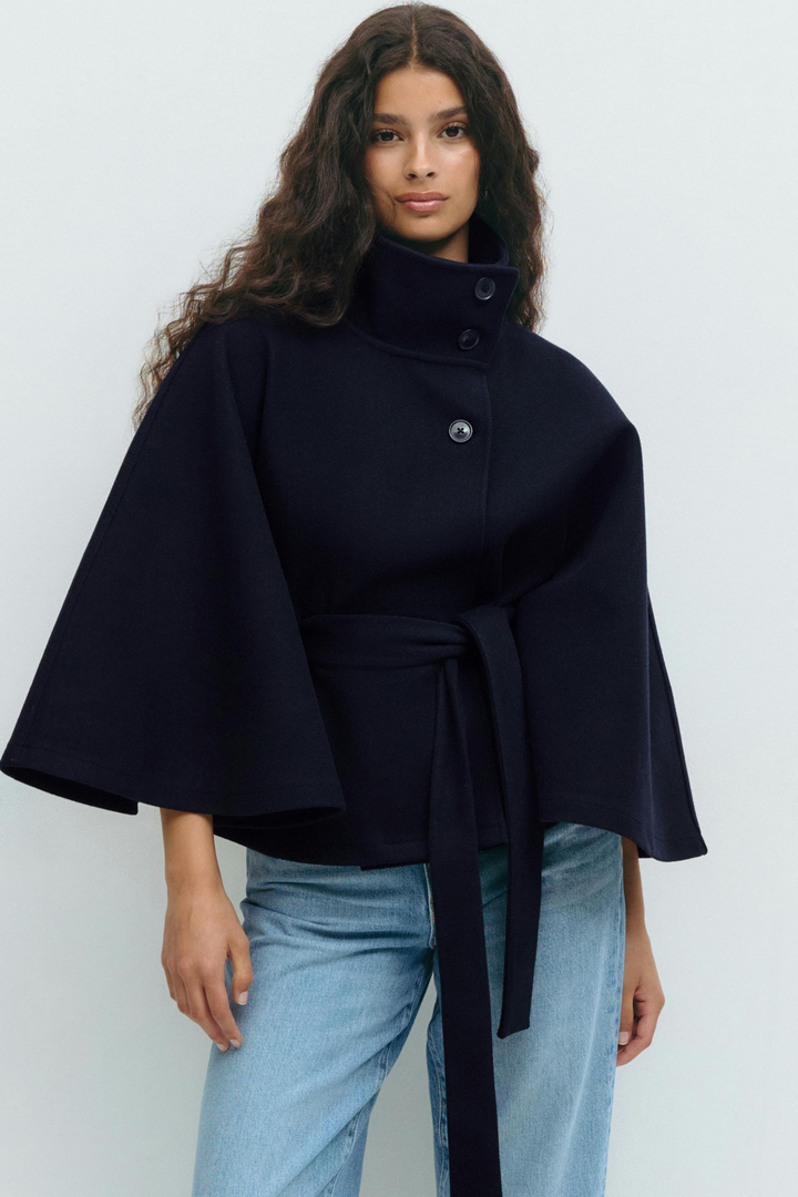 Bell | High-Collar Cape Coat