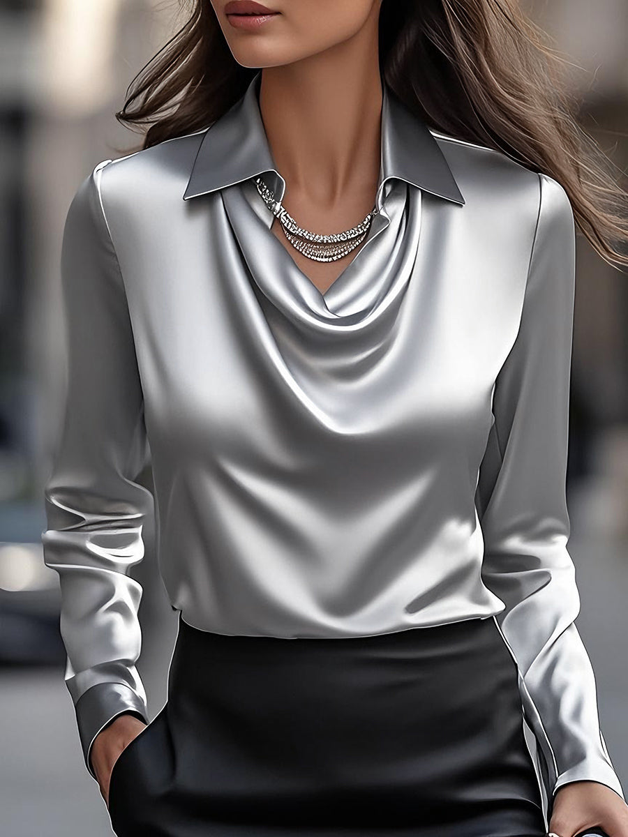 Wanda | Draped Collar Blouse