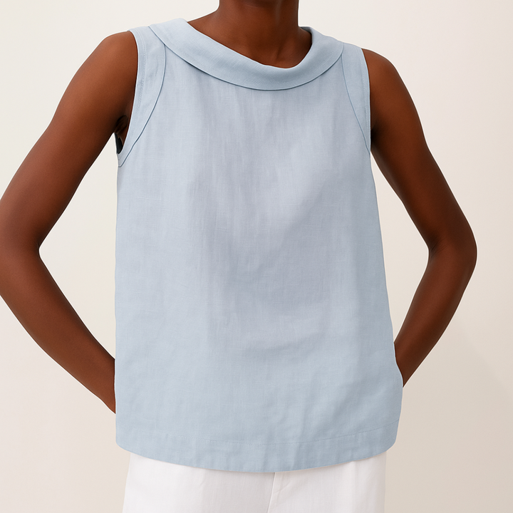 Leah | Sleeveless Roll Collar Top