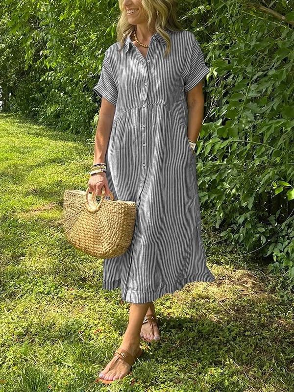 Silvia | Striped Button-Up Dress