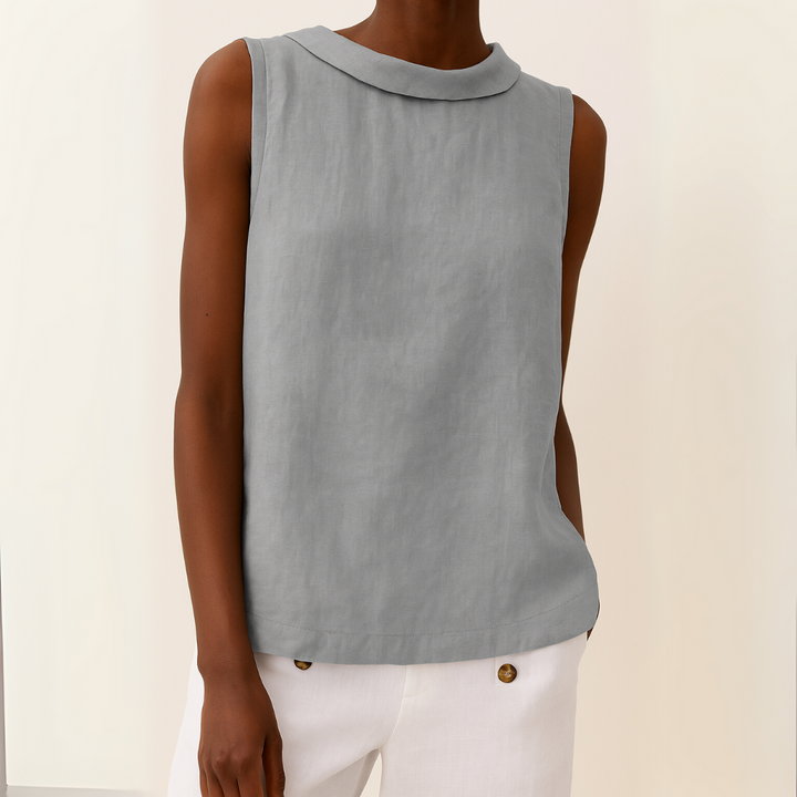 Leah | Sleeveless Roll Collar Top