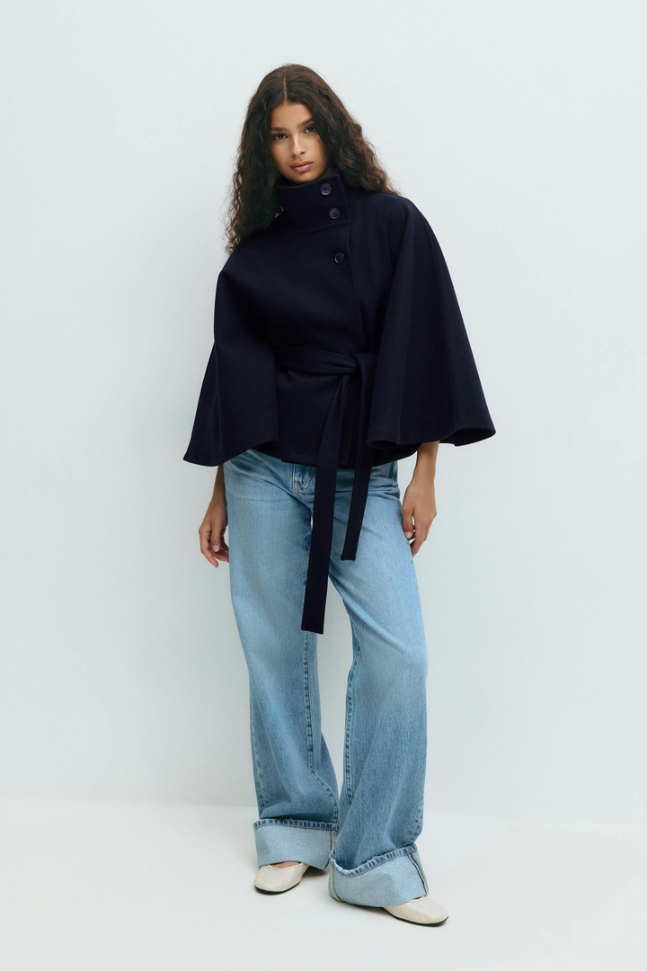 Bell | High-Collar Cape Coat