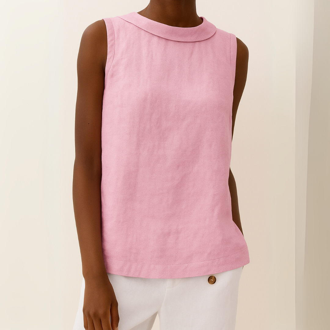 Leah | Sleeveless Roll Collar Top