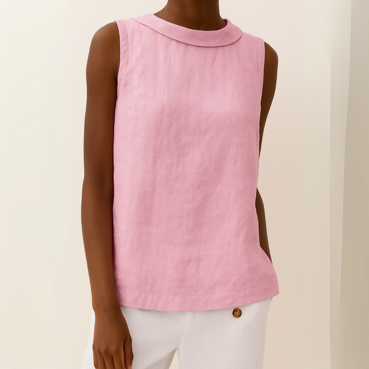 Leah | Sleeveless Roll Collar Top