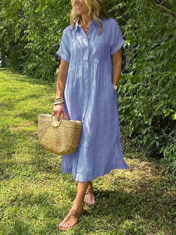 Silvia | Striped Button-Up Dress