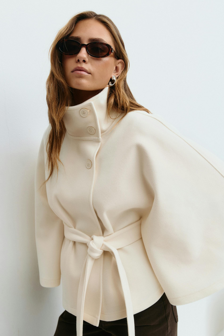 Bell | High-Collar Cape Coat
