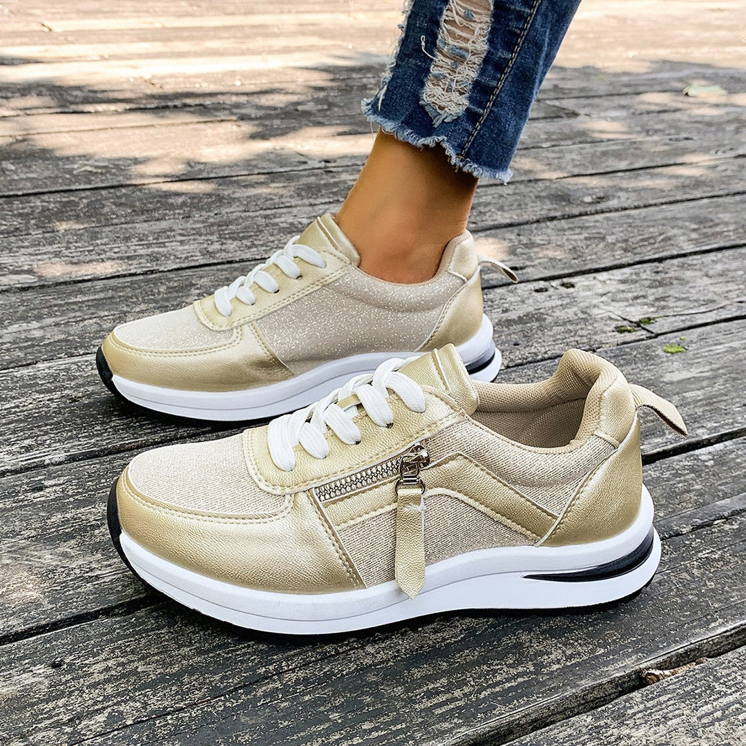 Dyla | Orthopedic Zip-Up Sneakers Gold 2