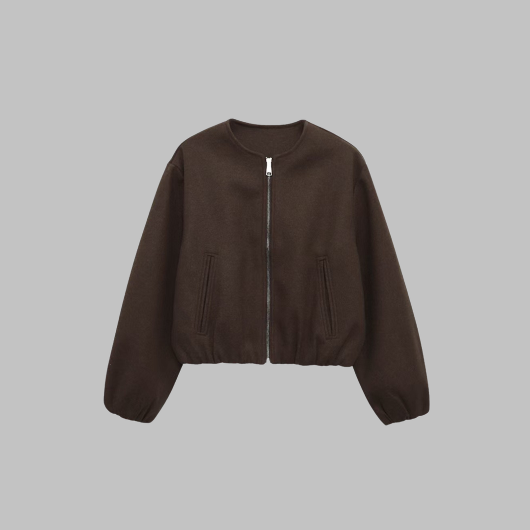 Vian | Chic Long Sleeve Zipper Crop Top Jacket