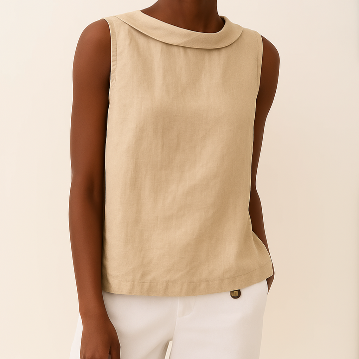 Leah | Sleeveless Roll Collar Top