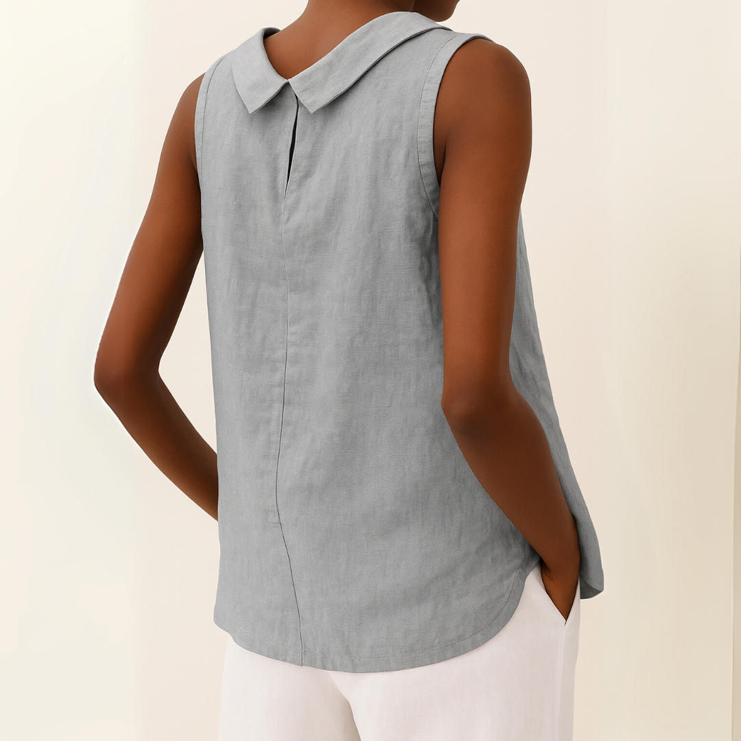 Leah | Sleeveless Roll Collar Top