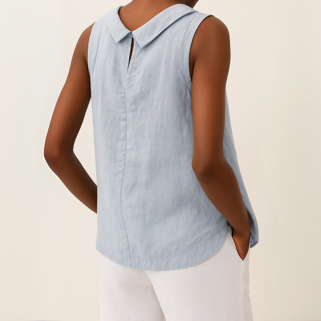 Leah | Sleeveless Roll Collar Top