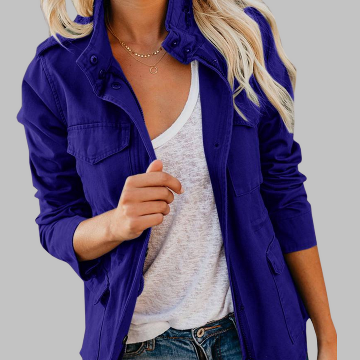 Abigail | Vintage Zip Up Button Military Jacket