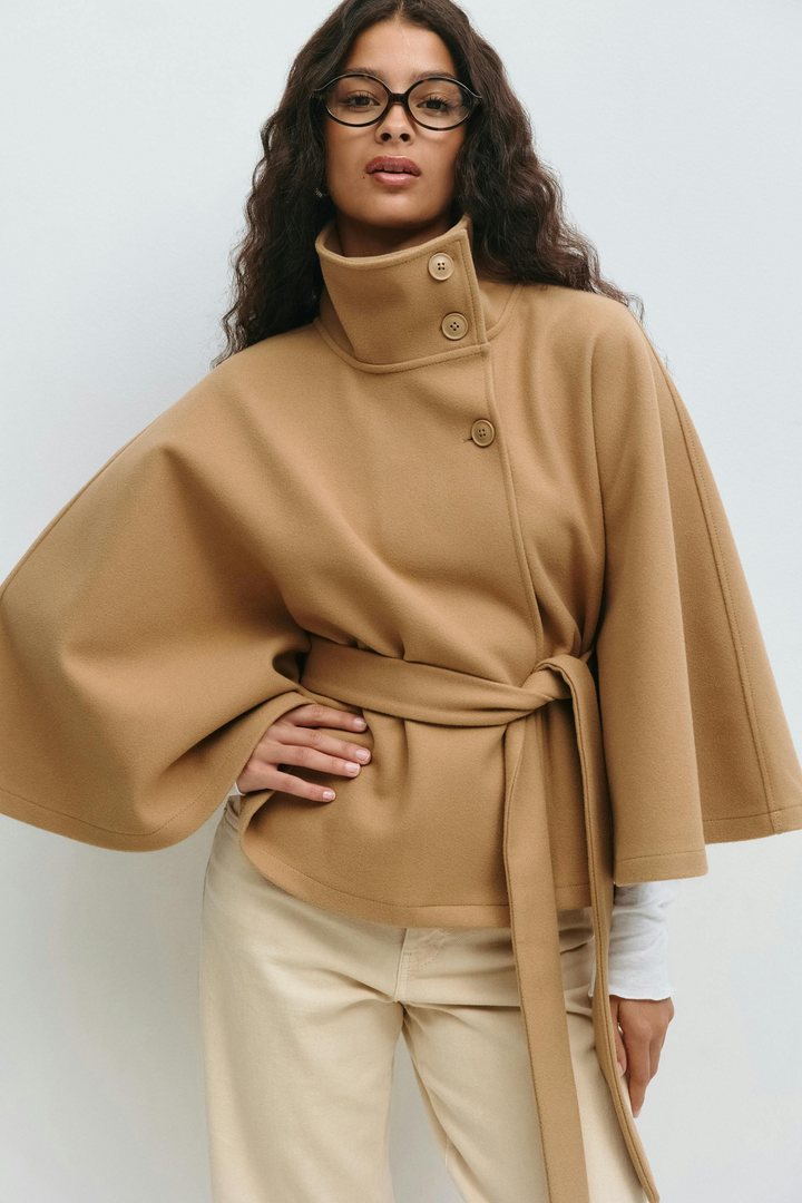 Bell | High-Collar Cape Coat