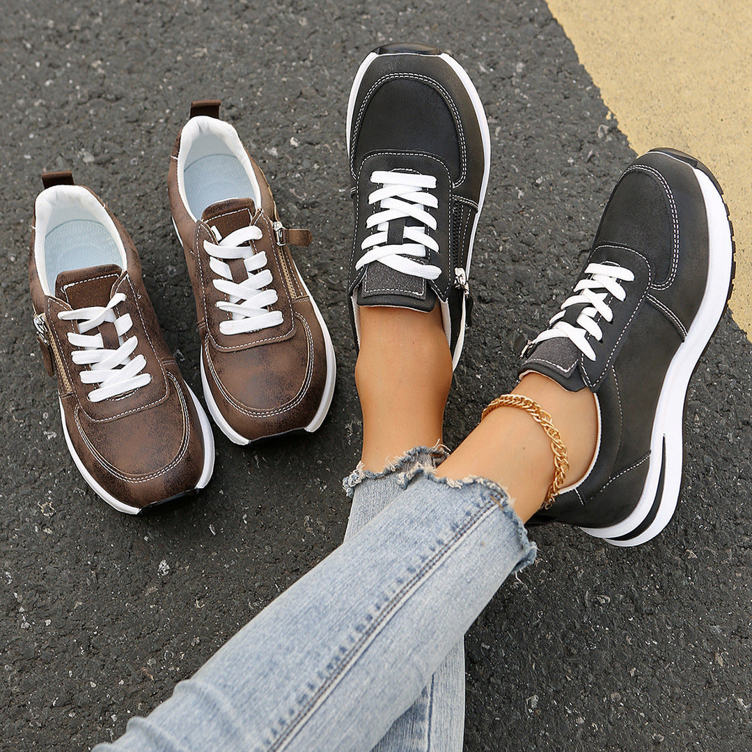 Dyla | Orthopedic Zip-Up Sneakers BrownBlack
