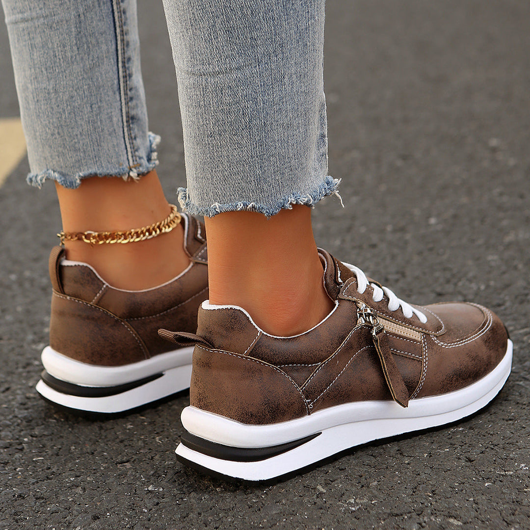Dyla | Orthopedic Zip-Up Sneakers Brown7