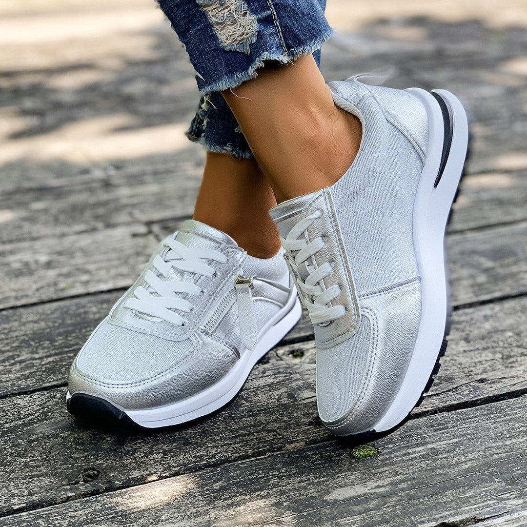 Dyla | Orthopedic Zip-Up Sneakers Silver
