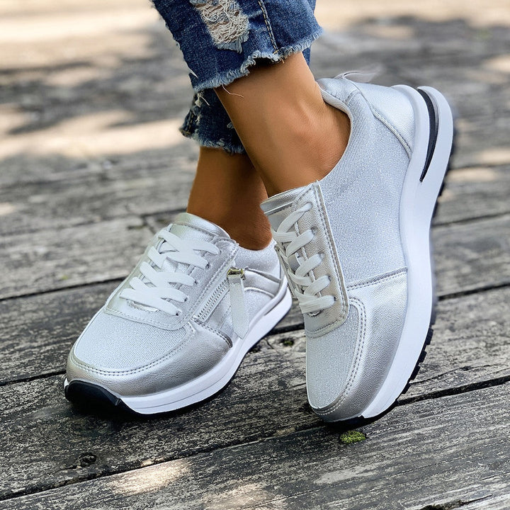 Dyla | Orthopedic Zip-Up Sneakers Silver