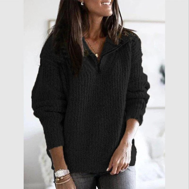 Dafina | V-neck Sweater with zipper