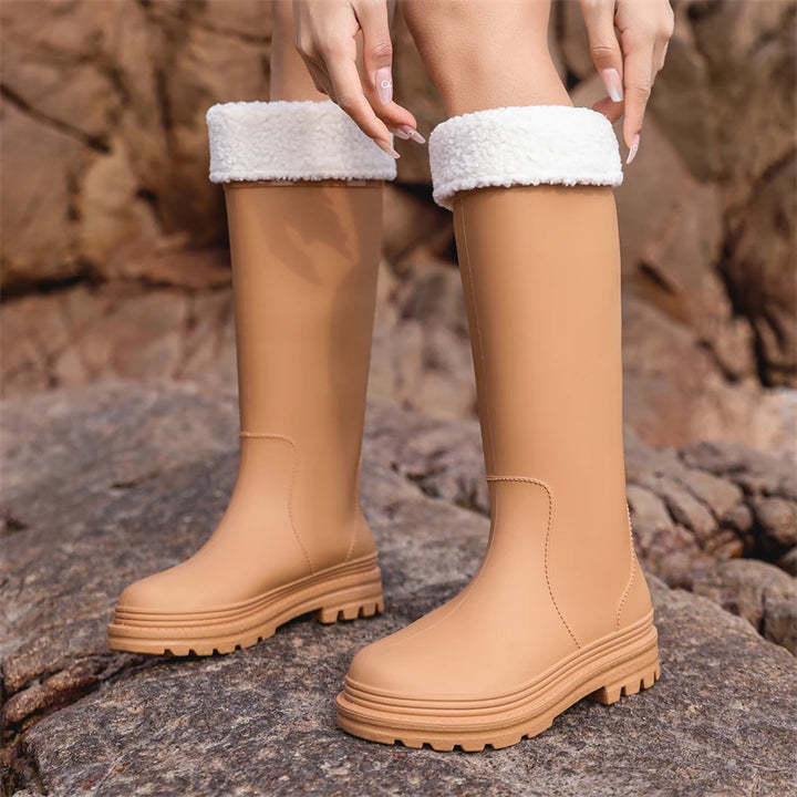 2025 New High-Tube Rain Boots Women's Adult Silicone Anti-Slip Waterproof Wear-Resistant Soft-Soled Sea-Fiing Boots