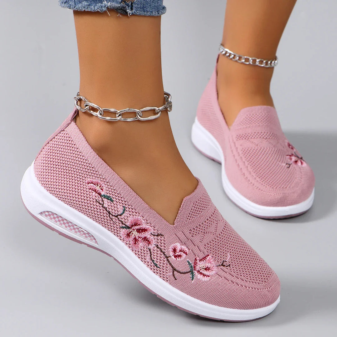Danica | Orthopedic Embroidered Flower Flats