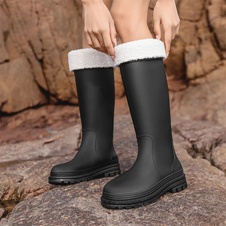 2025 New High-Tube Rain Boots Women's Adult Silicone Anti-Slip Waterproof Wear-Resistant Soft-Soled Sea-Fiing Boots