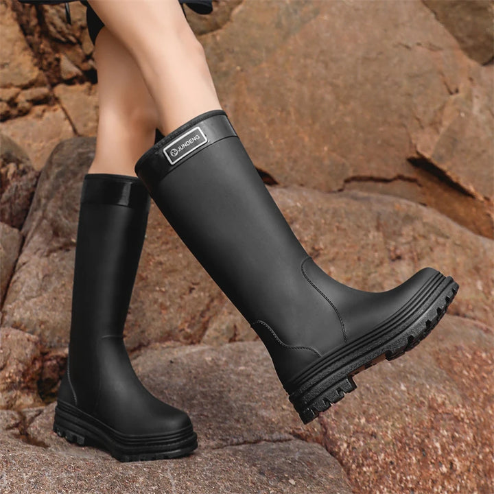 2025 New High-Tube Rain Boots Women's Adult Silicone Anti-Slip Waterproof Wear-Resistant Soft-Soled Sea-Fiing Boots