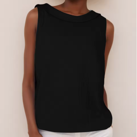 Leah | Sleeveless Roll Collar Top