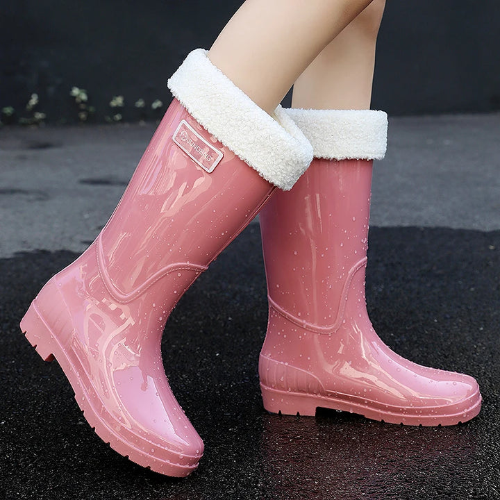2025 New High-Tube Rain Boots Women's Adult Silicone Anti-Slip Waterproof Wear-Resistant Soft-Soled Sea-Fiing Boots