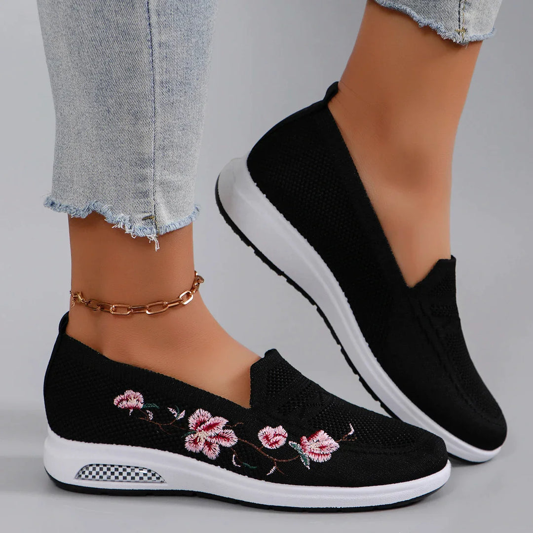 Danica | Orthopedic Embroidered Flower Flats