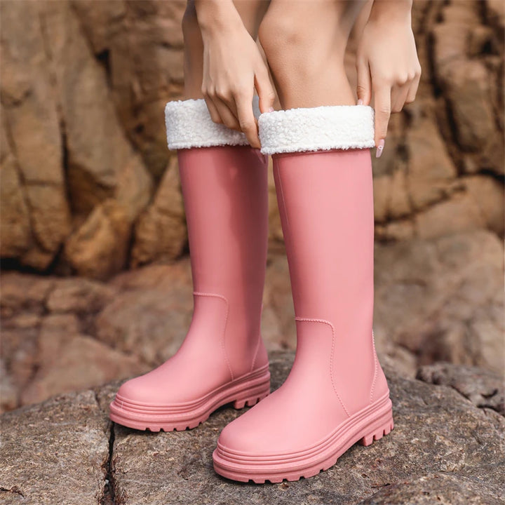 2025 New High-Tube Rain Boots Women's Adult Silicone Anti-Slip Waterproof Wear-Resistant Soft-Soled Sea-Fiing Boots