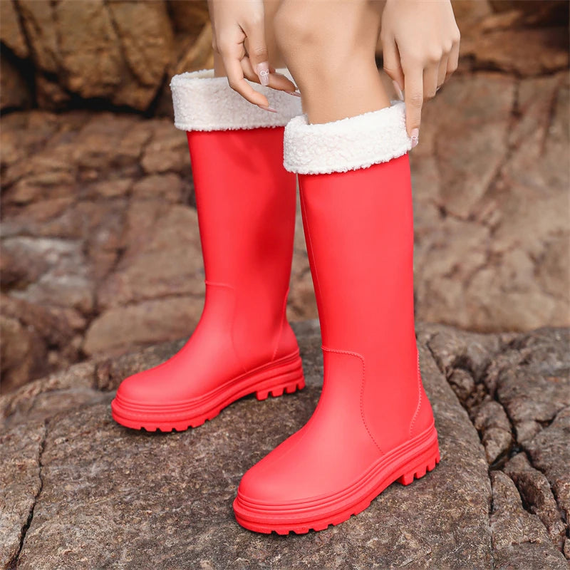 2025 New High-Tube Rain Boots Women's Adult Silicone Anti-Slip Waterproof Wear-Resistant Soft-Soled Sea-Fiing Boots