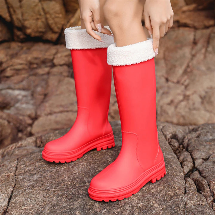 2025 New High-Tube Rain Boots Women's Adult Silicone Anti-Slip Waterproof Wear-Resistant Soft-Soled Sea-Fiing Boots