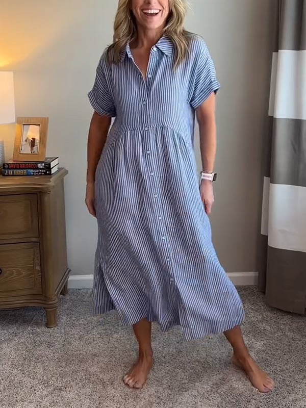 Silvia | Striped Button-Up Dress