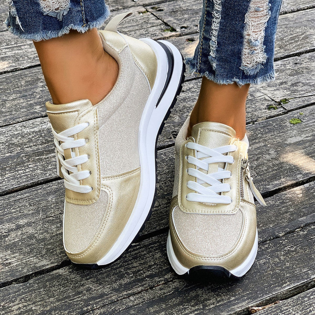 Dyla | Orthopedic Zip-Up Sneakers Gold