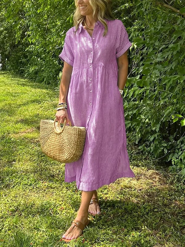 Silvia | Striped Button-Up Dress