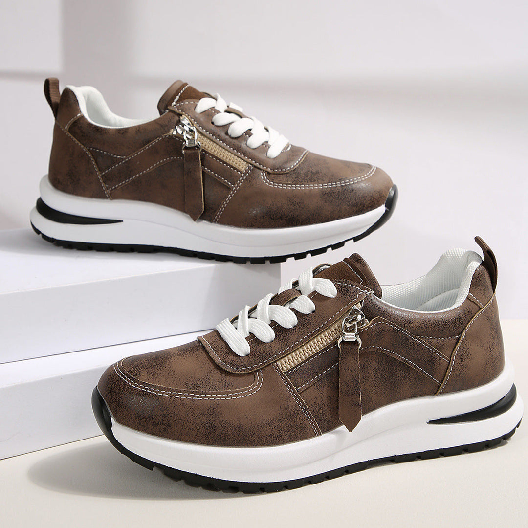 Dyla | Orthopedic Zip-Up Sneakers Brown5