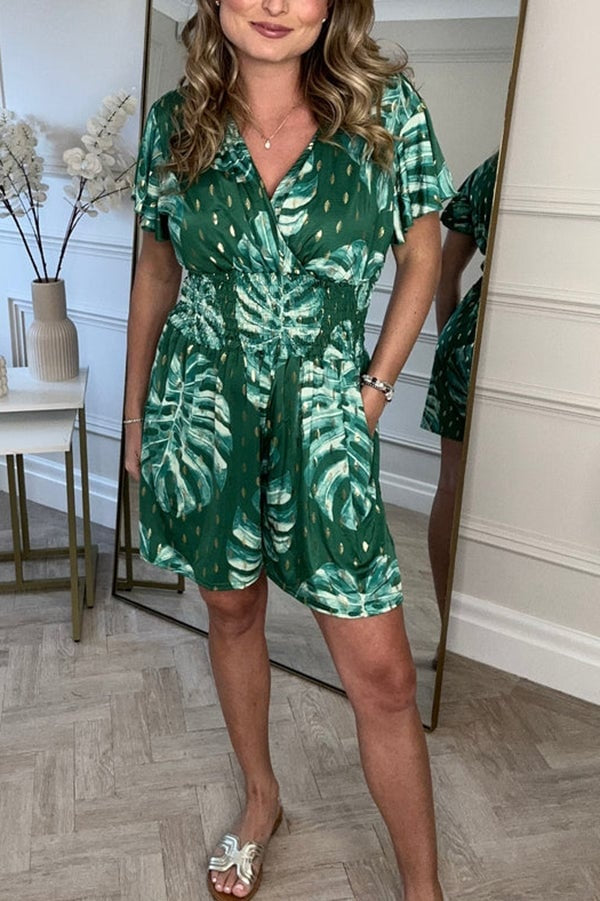 Jelai | Leafy Print Romper