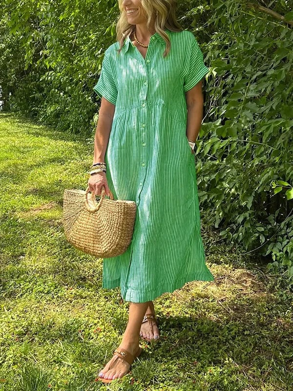 Silvia | Striped Button-Up Dress