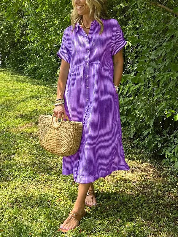 Silvia | Striped Button-Up Dress